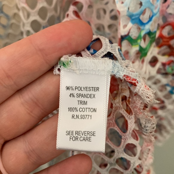 Kaktus Large Mesh Button Up Floral Print Multicolored Size Extra Large - Picture 5 of 6